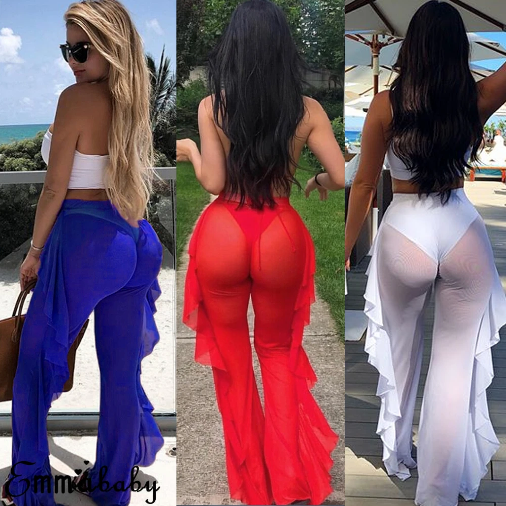 Женский купальник-бикини прозрачные сетчатые штаны | Женская одежда