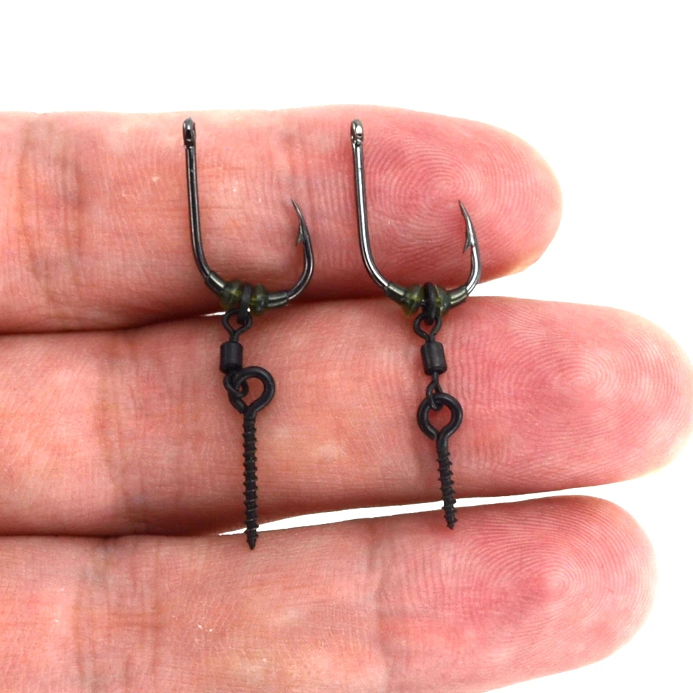 25pcs Carp Fishing Boilie Screw with Ring Swivel D-Rig Chod Rig Terminal Tackle