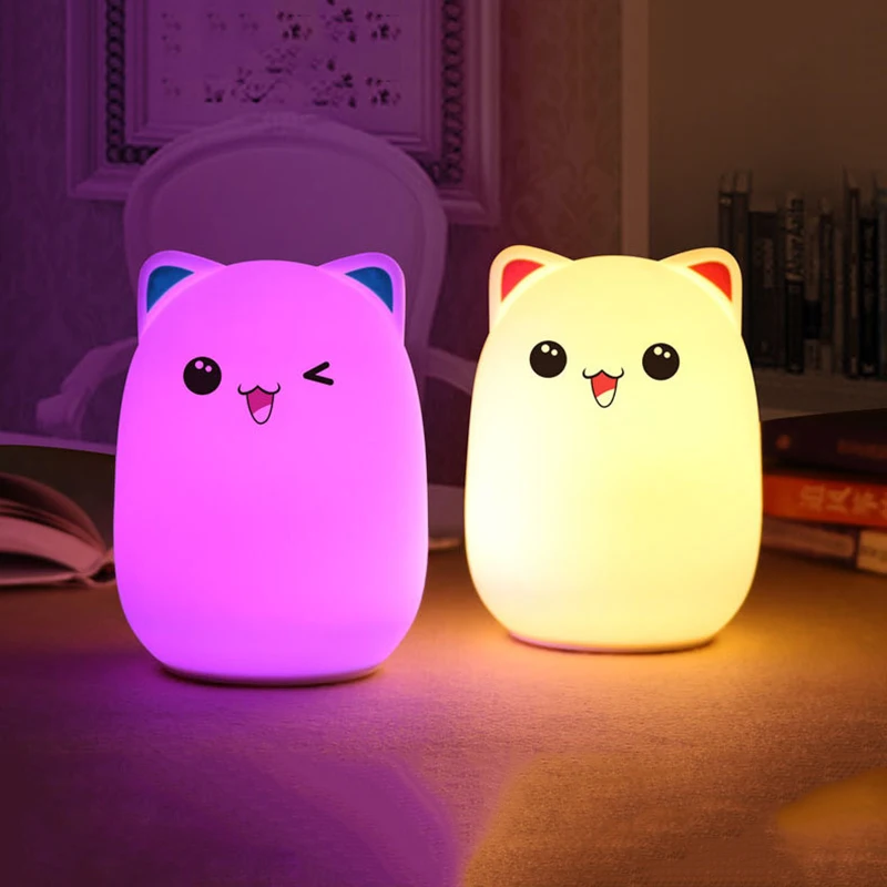 Креативный Цветной силиконовый светодиодный светильник для сна милый