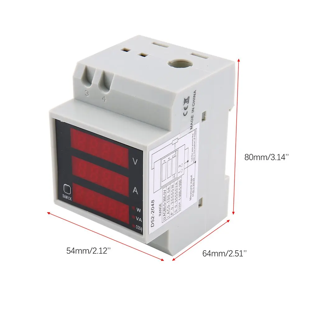 Цифровой измеритель din-рейки двойной светодиодный Вольтметр Амперметр