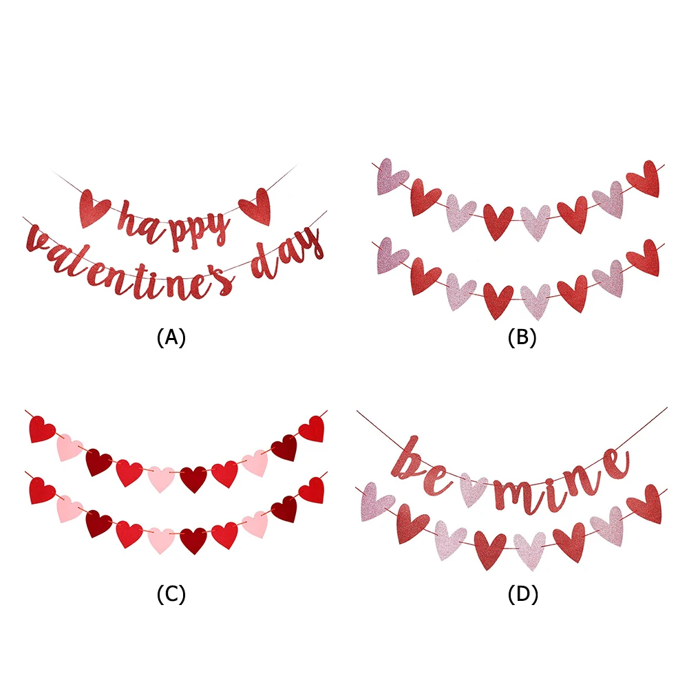 Красный флаг с сердечками баннеры День Святого Валентина Свадебное предложение