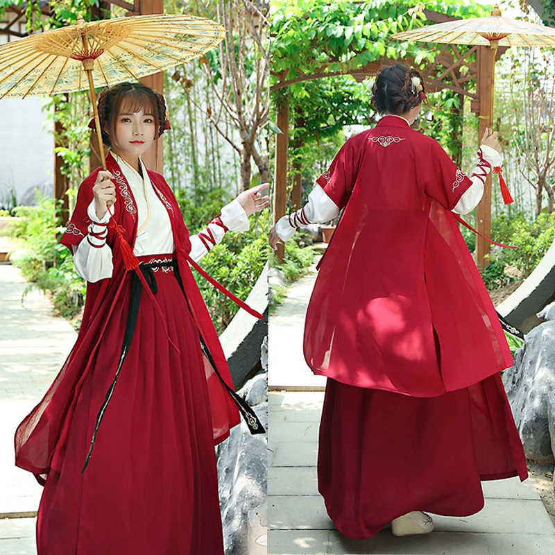 

Chinese Traditional Hanfu Clothing For Women Chinese Style Folk Dress Oriental Swordsman Costume Stage Performance Dress BL4054