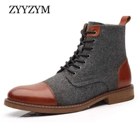 zyyzym men ankle boots autumn winter casual lace up shoes booties oxfords fashion boots men large size 39 48