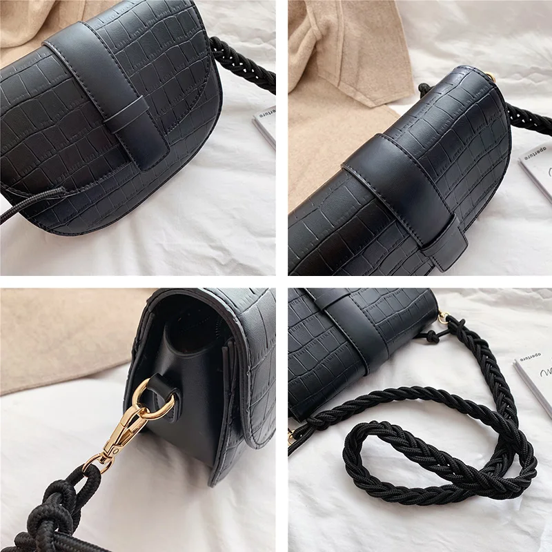 

2020 Women Crossbody Bag Fashion Alligator Semicircle Saddle Bags Crocodile Shoulder Bags for female Handbags designer bolsas