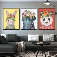 gatyztory 3pc coloring by number rabbit animals kits home decoration pictures painting by number elephant panda handpainted art