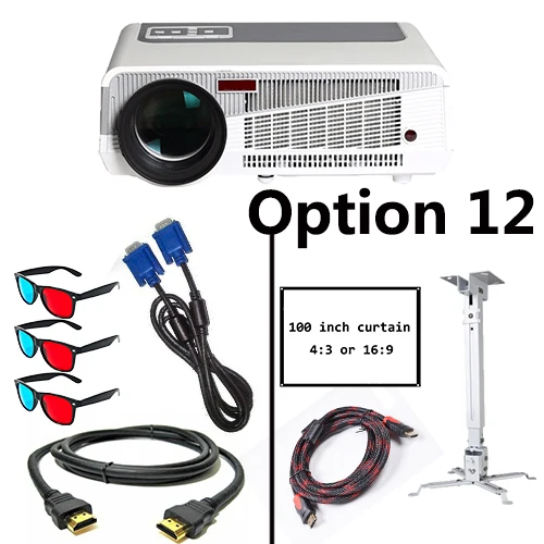 Option 12 Poner Saund светодиодный 86+ wifi светодиодный Android 6,0 умный проектор 1080P проектор 5500 люмен со штативом 10 м HDMI настенный кронштейн для штор - Цвет: Option 12