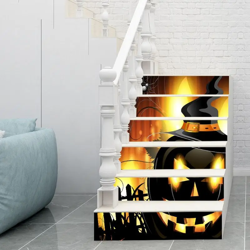 Хэллоуин лестница огненная тыква дом Украшение Наклейка для лестницы