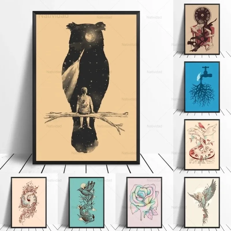 

Modern Canvas Painting Surrealism Abstract Creativity Dream Animal Posters Wall Art Picture Home Living Room Decoration Painting