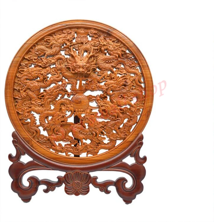 Старое дерево персикового дерева Kanpan, Коулун сяньбао, Коулун bi, дух лонма, тонкая резьба, мебель фэн-шуй украшения