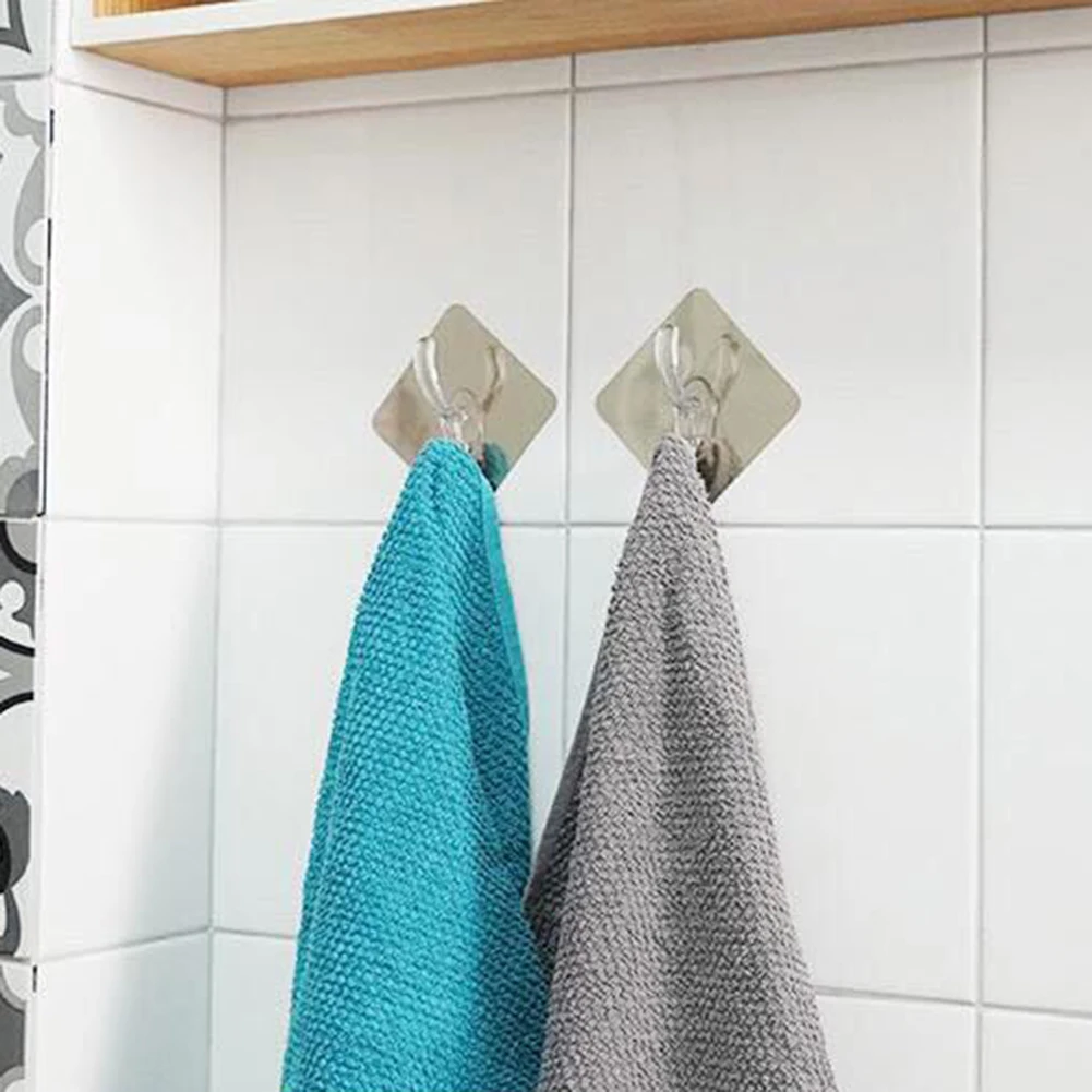 

2/5/10 PCs Adhesive Hooks Heavy Duty Wall Hooks for Hanging Clothes/Hat/Scarlf/Bag/Towel Kitchen Bedroom Bathroom