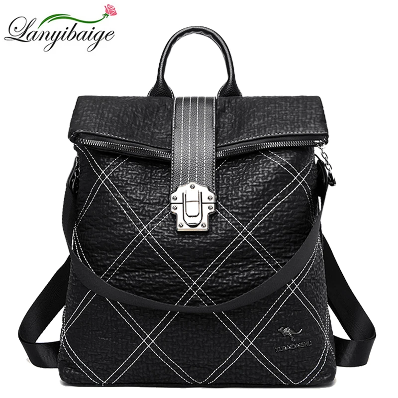 

Винтажный женский рюкзак, модные сумки для женщин, 2020, новый высококачественный кожаный дорожный рюкзак, женские сумки на плечо, школьные су...