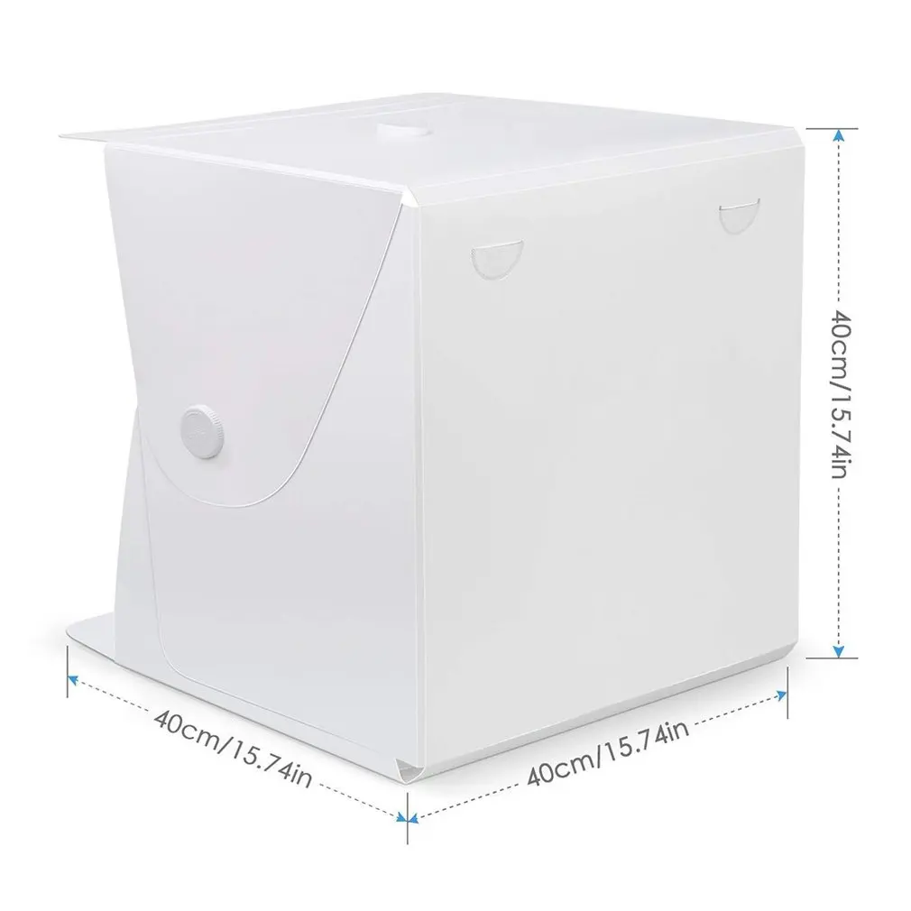 

40Cm Large Studio Led Light Box Photography Photo Props Portable Folding Single Light Strip 4 Color Background Cloth