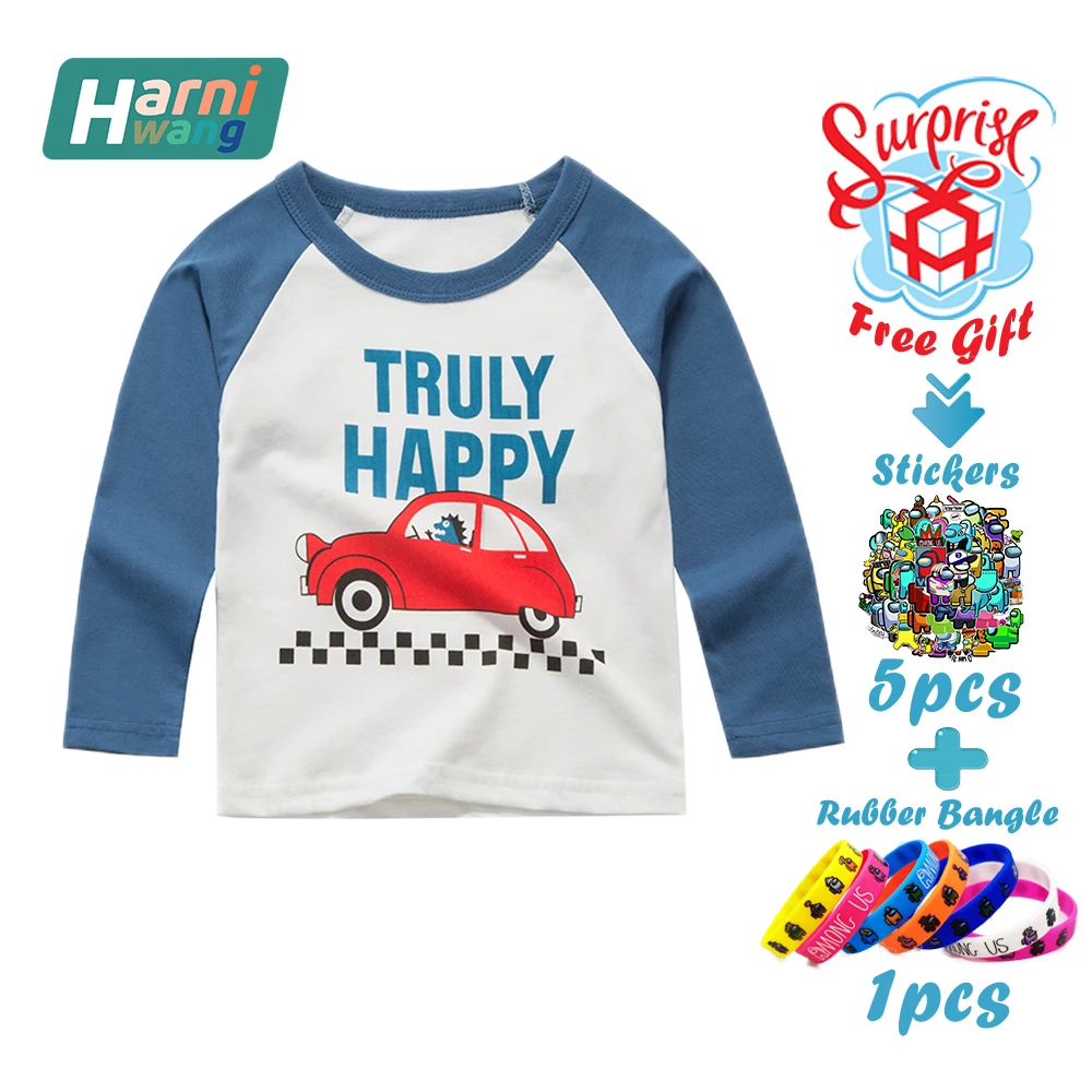 

Free Gifts Summer New Fashion Cartoon Children'S Cotton T-Shirt 2-8 Years Old Girl Long-Sleeved Clothes Size 2T-7T Wholesale