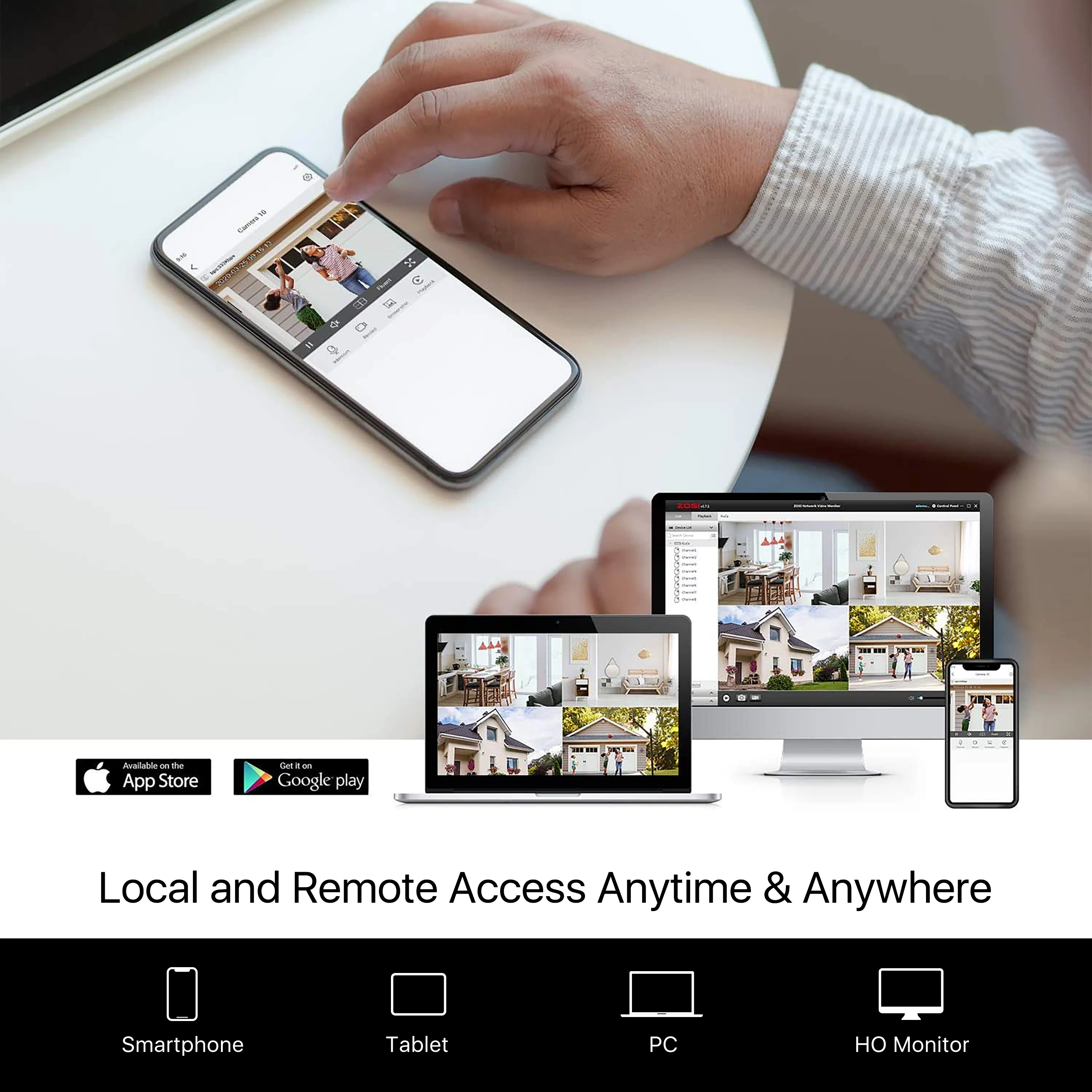 Продажа Система видеонаблюдения ZOSI, 8 каналов, H.265 + 5 МП, 1080p, 2 МП