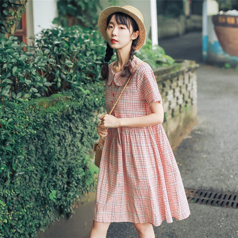 Винтажные платья Mori Girl хлопковое женское повседневное милое платье рубашка в