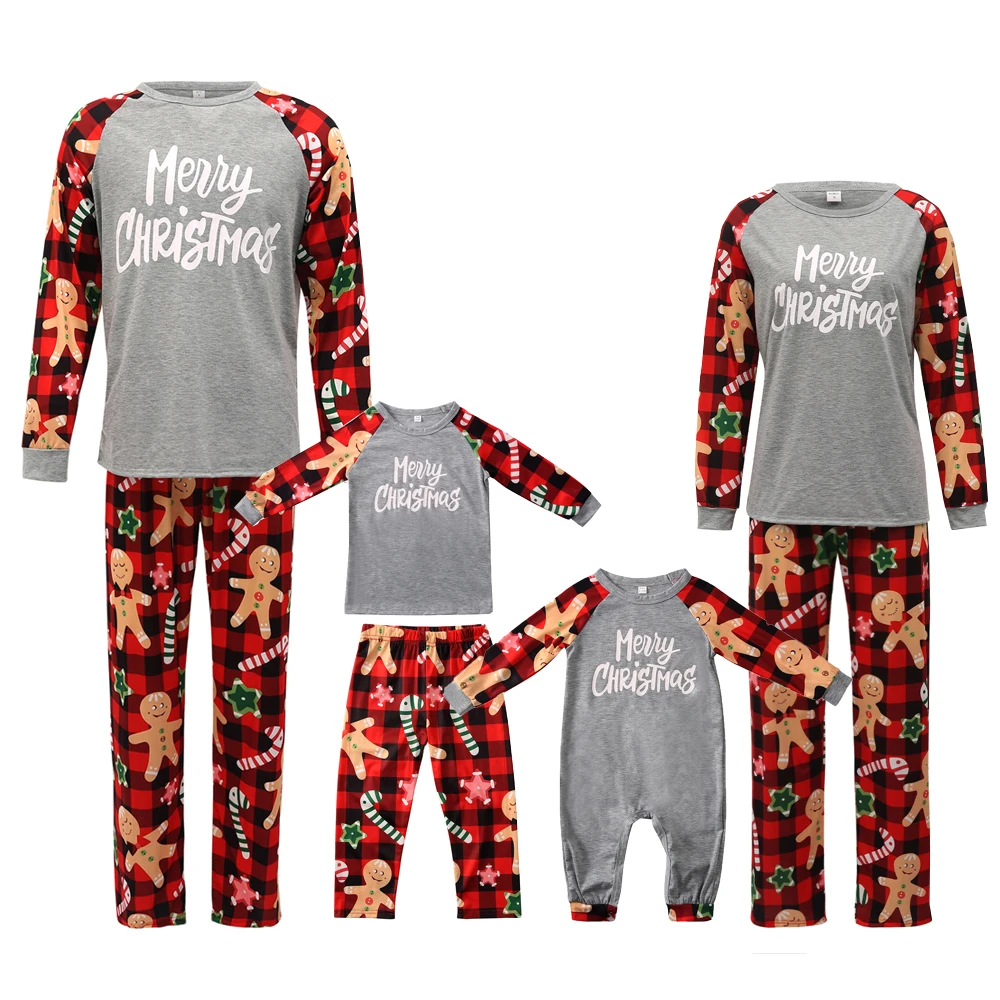 Милые рождественские Семейные пижамы для родителей и детей модная футболка с