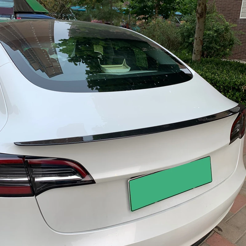 Для Tesla Model 3 Blue Star 2017-2021 черный карбоновый стиль спойлер заднего багажника крыла