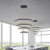 modern minimalist creative personality led hexagonal chandelier nordic hotel decorative chandelier living room lamp