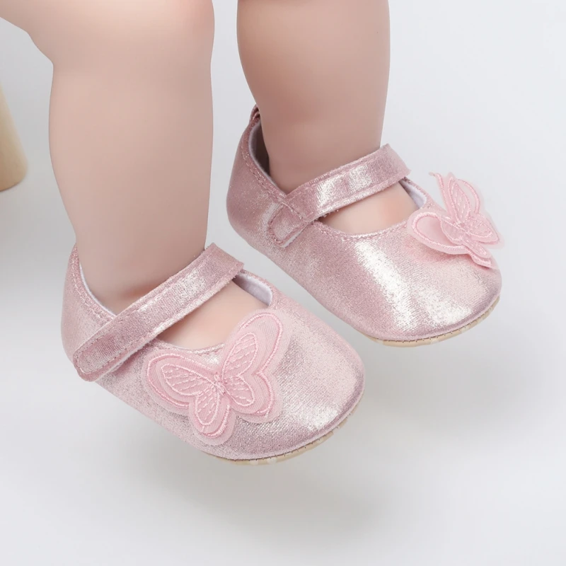 

Bright Leather Butterfly Decoration Baby Girls Shoes Toddlers Soft Sole Antiskid Princess Shoes Infant Walking Shoe 0-18M