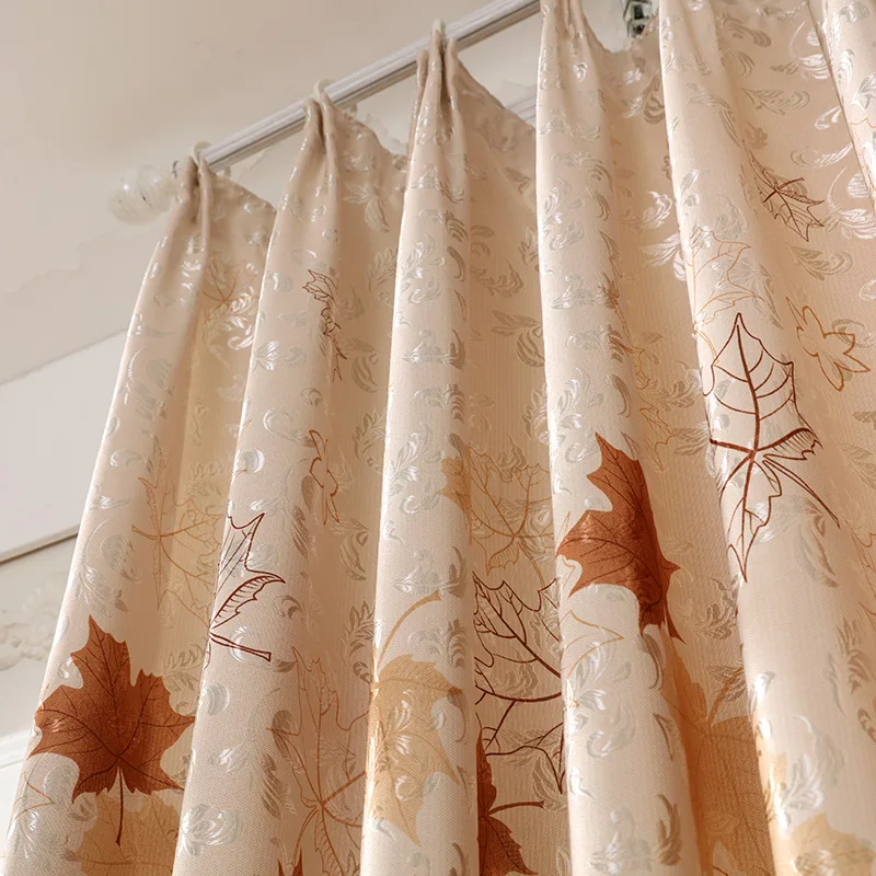 

Morden Maple Leaves Print Blackout Curtain Cloth Curtains for Bedroom Living Room Window Curtains