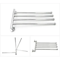 wall mounted swivel towel bar stainless steel 4 arm bathroom swing hanger towel rack holder towel storage organizer