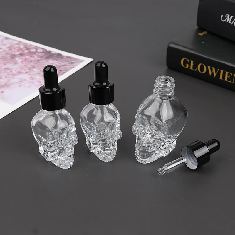 

skull shape glass dropper bottle for e-juice head glass eliquid dropper