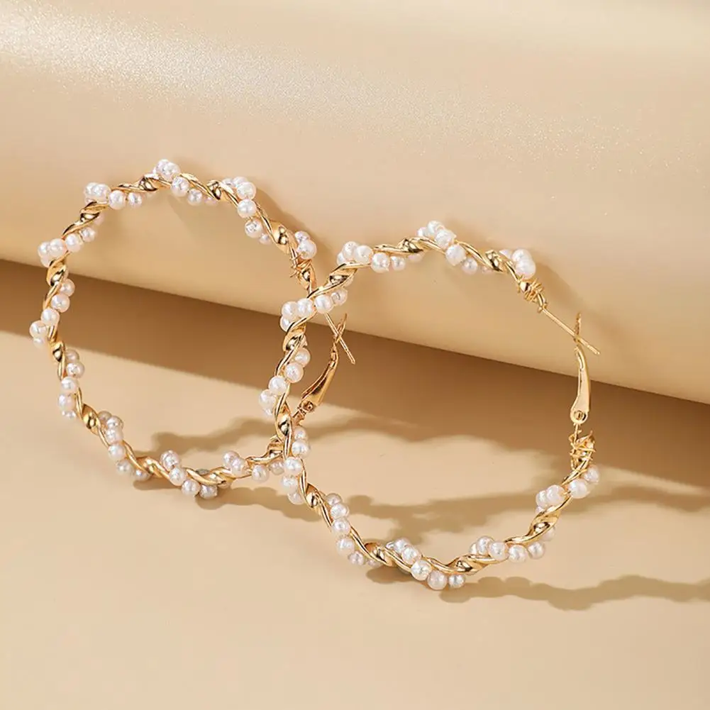 

2021 Trendy Vintage Big Round Hoop Clip on Earrings for Women Fashion Statement Punk Charm Non Pierced Earrings Party Jewelry