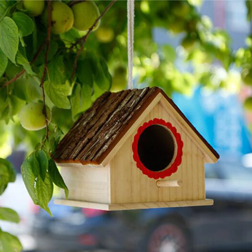 

Wooden Bird House Hanging/Nest/Feeding Box Handmade For Home Garden Decor
