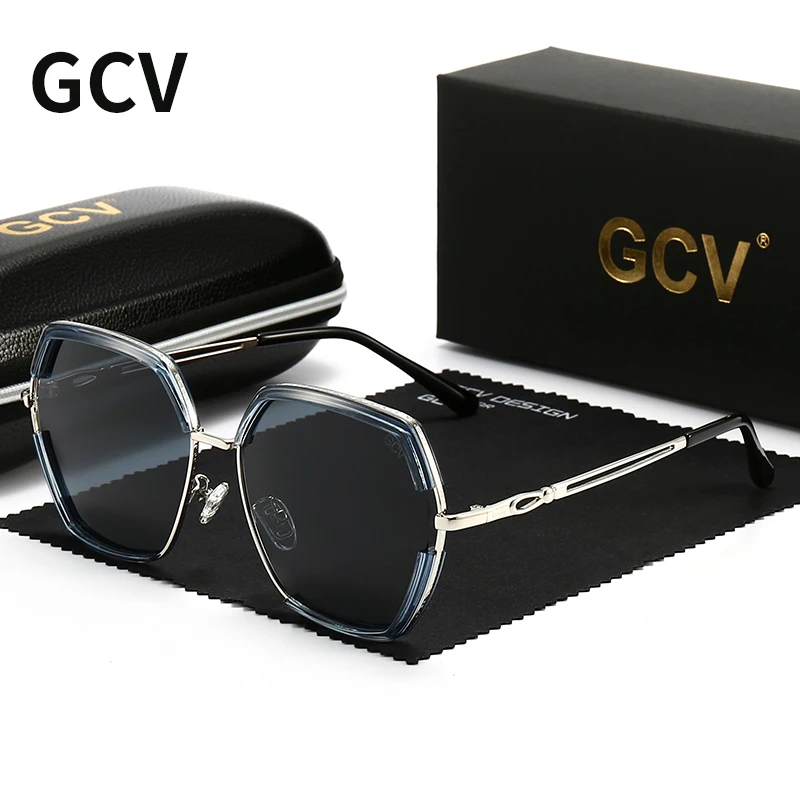 

GCV Brand Classic Women Female Sunglasses Metal Square Frame Fashion Shades Gorgeous Beautiful Polarized Delicate TAC Lenses