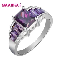 new luxury cubic zirconia 925 sterling silver princess rings for women lady anniversary engagement gift jewelry wholesale anel