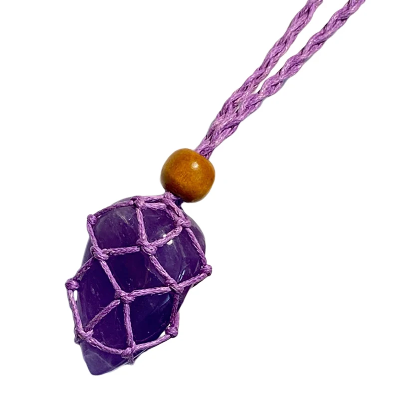 1pc Necklace Cord Empty Stone Holder Natural Quartz Crystal Raw Chakra Point Healing Fish Netted Indians Amulets Pendant | Дом и сад
