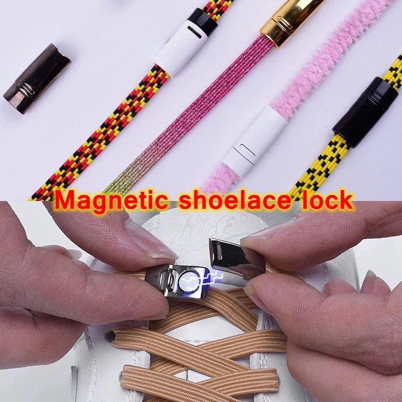 

Magnetic Shoelaces Metal Lock Buckle Suitable for all kinds of shoes Lazy laces Buckle Child Adult Casual Unisex No Tie Shoelace