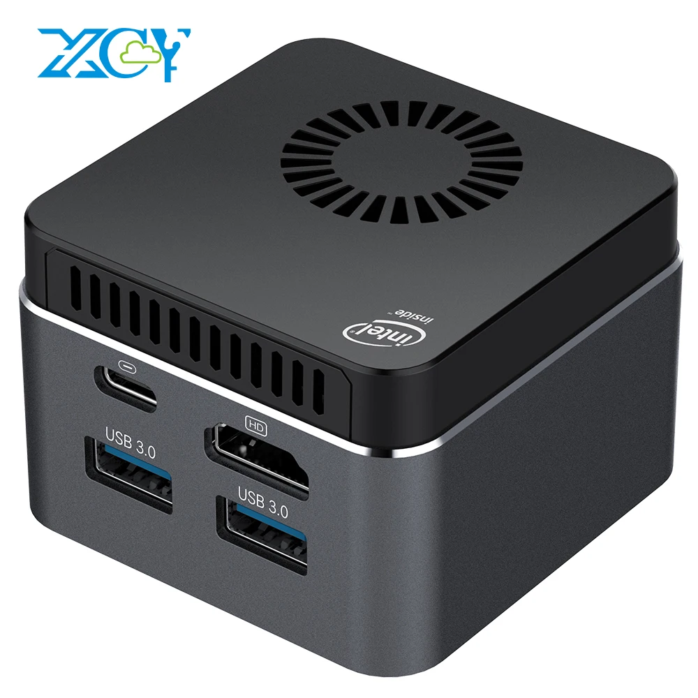 XCY Portable Mini PC Intel Celeron N4100 Quad-Cores 4GB LPDDR4 128GB M.2 SSD 2.4G/5.0G Wi-Fi Bluetooth 4.2 4K Windows 10