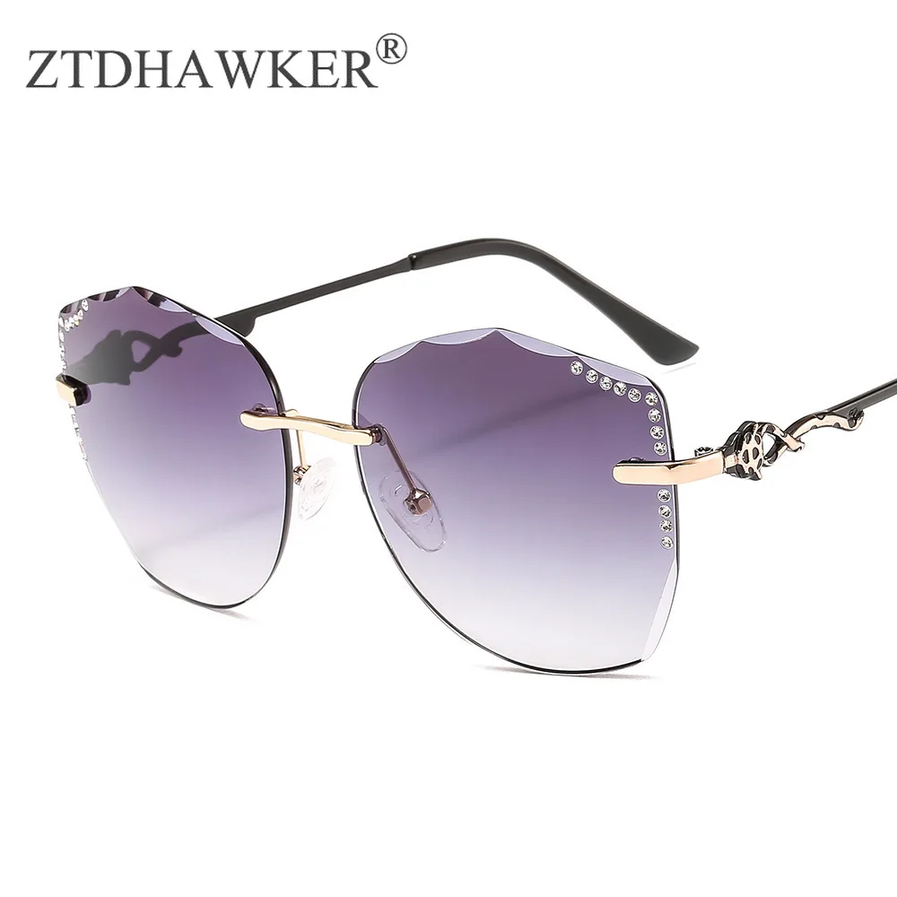 Очки солнцезащитные женские без оправы модные элегантные солнечные очки с