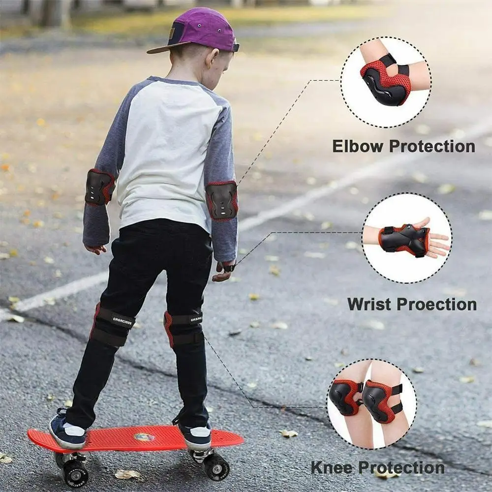 6pcs/set Kids Children Outdoor Sports Protective Gear Safety Skating Knee Riding Wrist Protection Guards Pads Elbow Roller A8M1