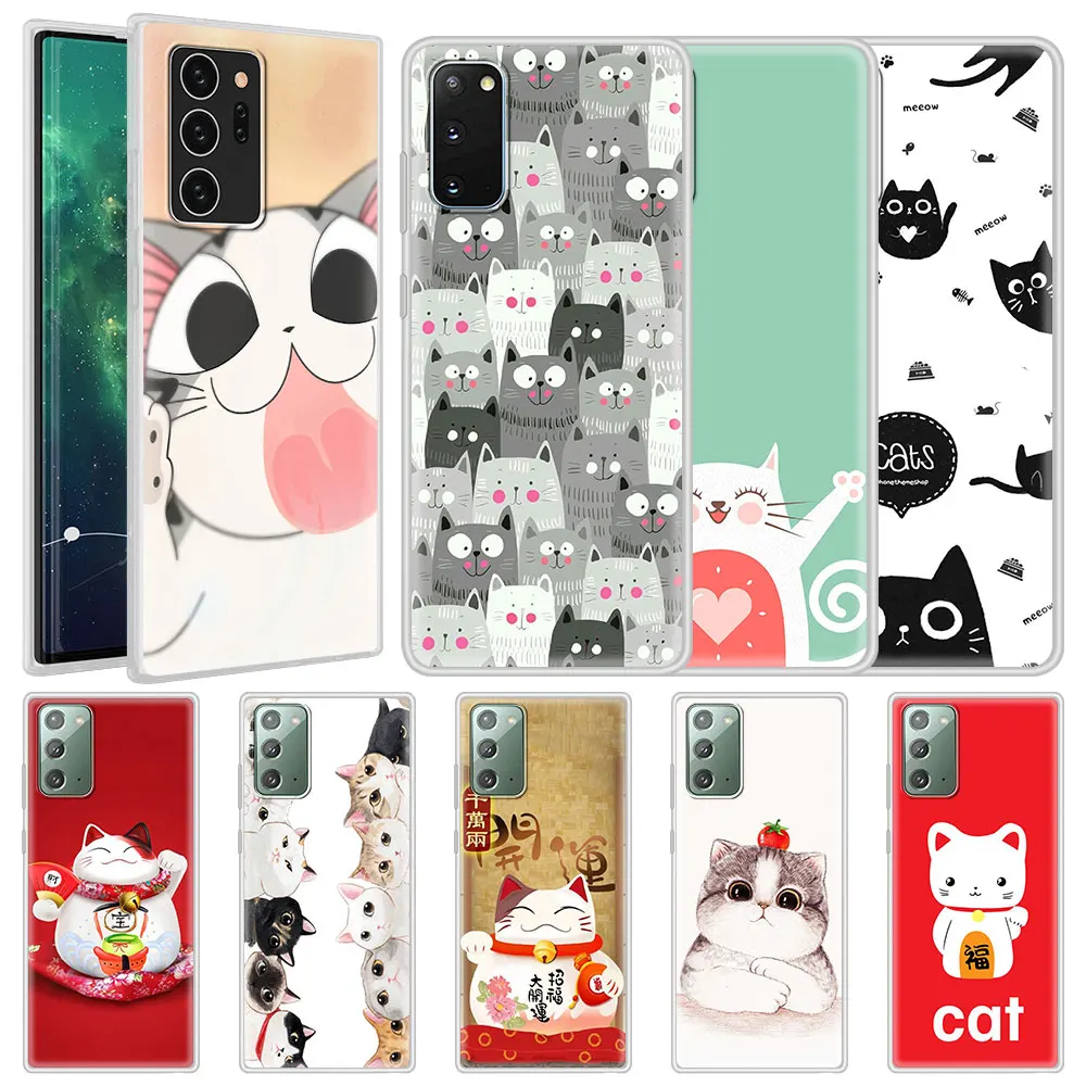 

Soft Cover for Samsung Galaxy S10 S21 S20 FE S9 S8 Plus Frosted Phone Case Note 20 Ultra 9 10 Lite Festival Fortune Lucky Cat
