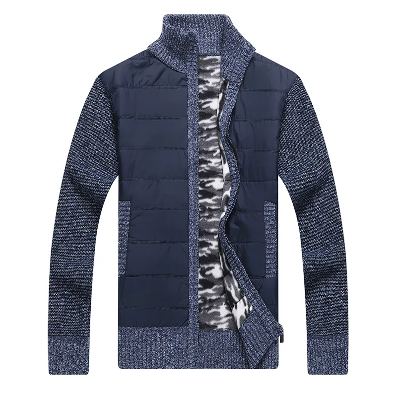 Мужская стойка Collarcotton кардиган осень зима теплые сапоги на молнии Oatchwork Slim Fit с