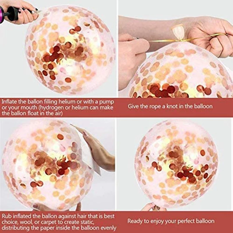 

Rose Gold Confetti Latex Peach Balloons, 50 Pack 12 Inch White Balloons for Birthday Party Graduation Decorations