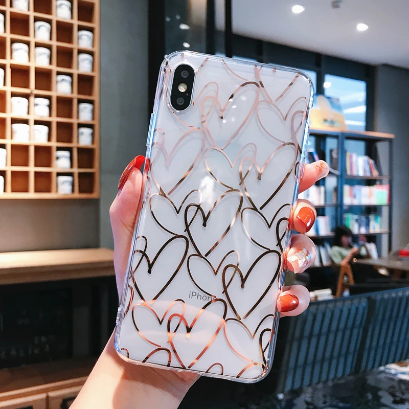 Lovebay чехол для телефона iPhone 6 6s 7 8 Plus 11 Pro X XR XS Max гальванизированная Любовь Сердце