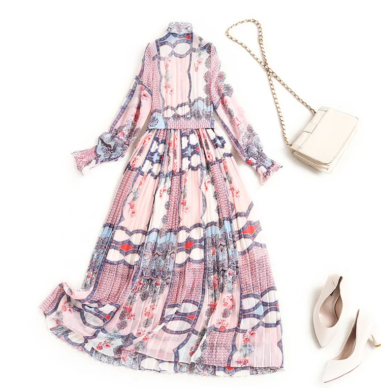 

Spring New 2021 Fashion Design Nice Quality Floral Printed Long Shirt Dress for Woman