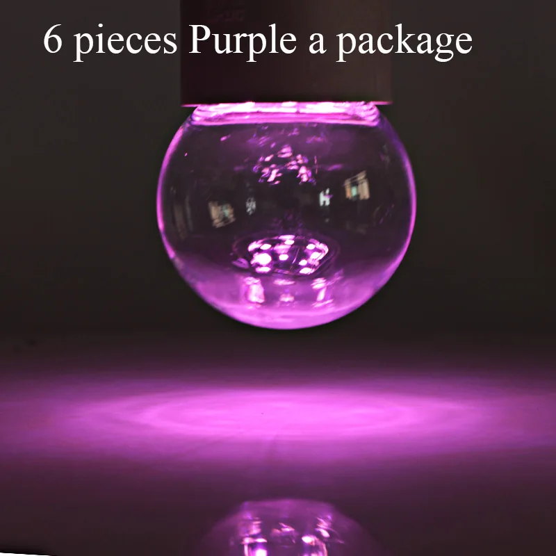 6pcs purple 6 шт. лампадин Светодиодная лампа E27 B22 6 цветов 12 в 24 в 110 В 220 В мини шар пузыря 360 градусов энергосберегающая лампа G45 ночные лампы - Испускаемый цвет: 6pcs purple