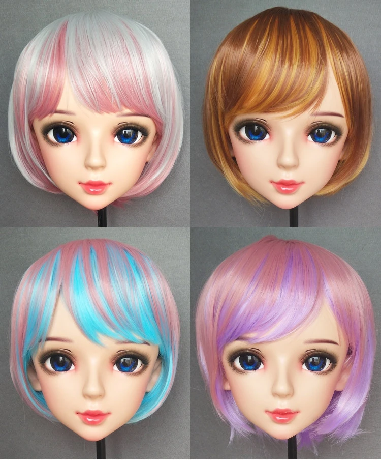 

(DM-WIG07) резиновая японская Аниме Kigurumi Косплей Маска Лолита кроссдресс парик 35 см