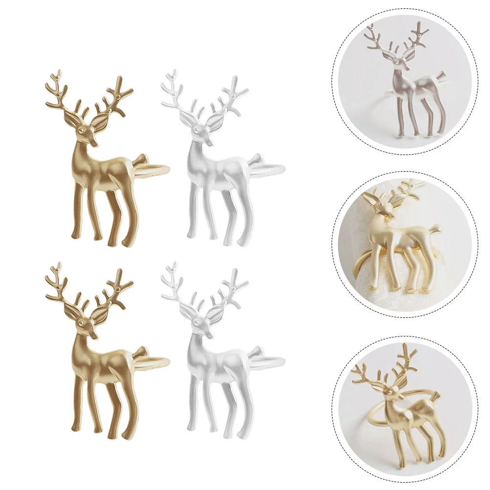 

4Pcs Xmas Design Chic Napkin Buckles Christmas Adorable Deer Table Supplies