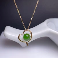 shilovem 18k yellow gold real natural green jasper pendants classic fine jewelry women none necklace plant 6mm mymz06065521by