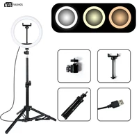 10 inch ring light with various size tripod selfie ring lamp with phone holder usb plug photography lighting for youtube make up