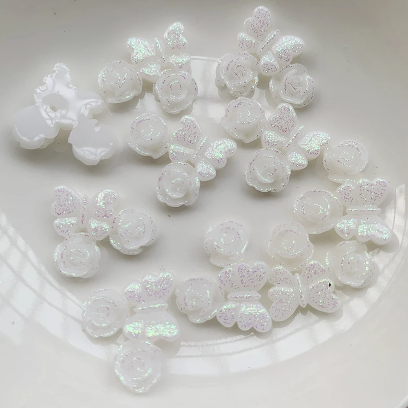 Сделай Сам 10 штук/белый/Бабочка с плоским основанием в цветах/свадебное