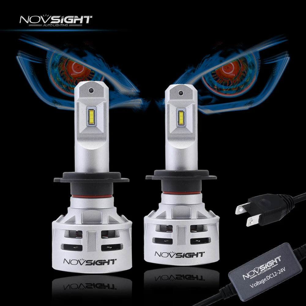 NOVSIGHT супер яркие H7 светодиодные лампы для автомобильных фар 12 в 60 Вт 6500 лм K белые