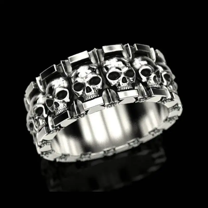 

1 Pcs Vintage Hip Hop Domineering Men Skull Ring Casual Party Gothic Geometric Punk Skull Ring Jewelry