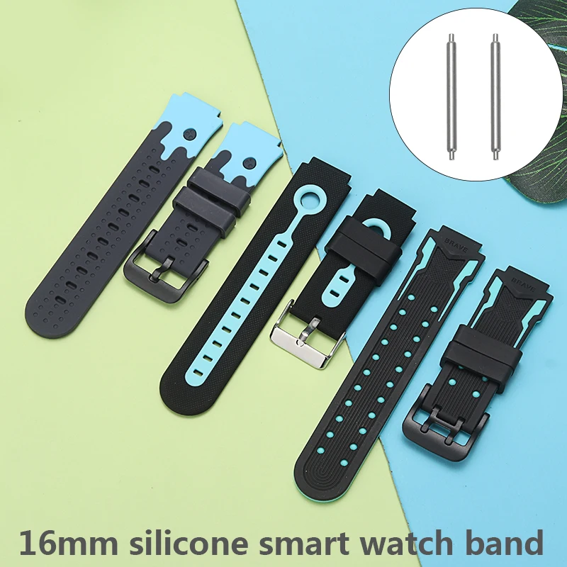 16mm Silicone Replacement Strap For Child Kids Waterproof Sport Watchbands Fashion Universal Smart Watch Accessories Strap