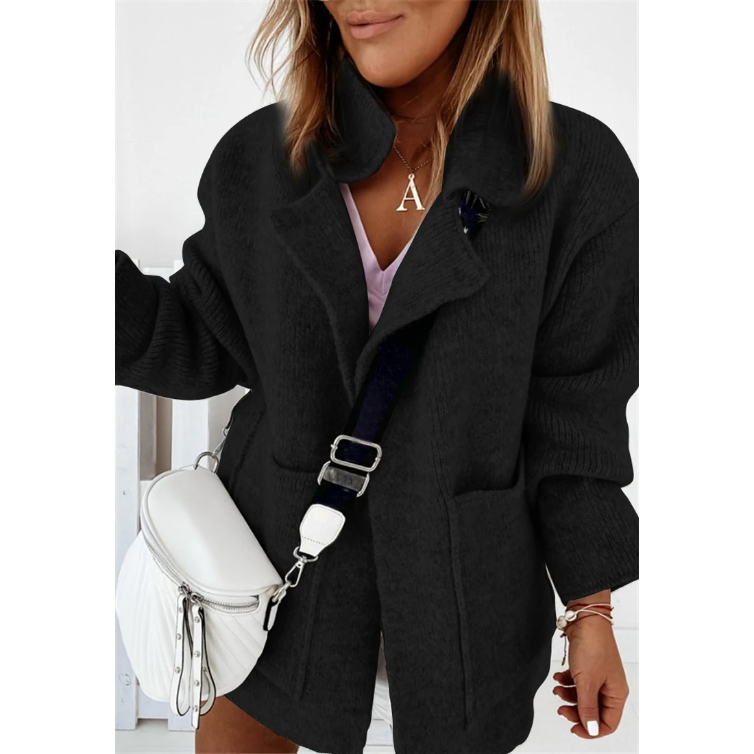 

Solid Color Knitwear Autumn New Knitted Cardigan Woman Jacket Loose Lapel Long Sleeve Coat for Women Fashion Coats Streetwear